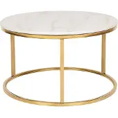 Beliani Table basse beige avec pieds dorés effet marbre ø 70 cm Base ronde dorée Moderne