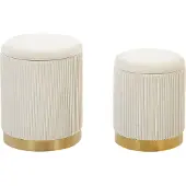 Beliani Pouf MIRAMAR Set de 2 Blanc Velours