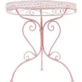 Beliani Table de jardin rose métal 70 cm ronde ALBINIA (70 x 74 cm)