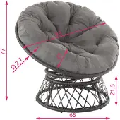 TecTake - Fauteuil papasan en osier Gargano noir - 403552 - poly-rattan