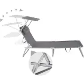 TecTake Lot de 2 transats CHLOE - gris