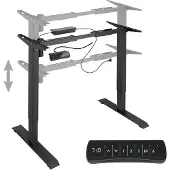 TecTake - bureau assis-debout électrique - châssis Piotr noir - réglable - fonction mémoire - 402999
