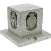 Heitronic Prise extérieure 4-fois, IP44, optique pierre, 170x170x140mm, 3500W, 16A