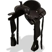 vidaXL Selle western, licol & plastron cuir véritable 16" noir