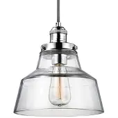 Elstead Lighting Suspension Baskin, nickel poli, 1xE27x60W, verre, dimensions : 209 x 25,4 x 25,4 cm, IP20, Feiss