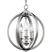 Elstead Lighting Suspension Corinne, nickel poli, 3xE14x60W, métal, dimensions : 198,8 x 28,6 x 28,6 cm, IP20, Feiss