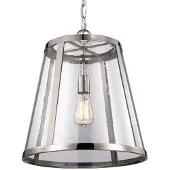 FEISS Lustre Harrow en nickel poli, 1xE27x60W, verre, dimensions : 210,8 x 40,6 x 40,6 cm, IP20, Feiss