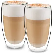 Klarstein Carajillo verres thermos à double paroi en verre borosilicaté fait main 450 ml