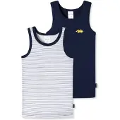 Schiesser Maillot de corps bleu foncé / jaune / blanc