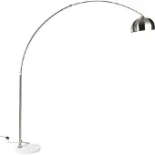 QAZQA Lampe à arc en acier avec base en marbre blanc et abat-jour en acier - XXL