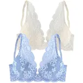 Petite fleur Soutien-gorge crème / bleu ciel