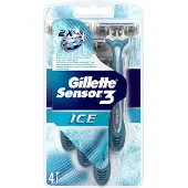 Gillette Sensor3 Ice - Pack de 4 Rasoirs Jetables pour Homme