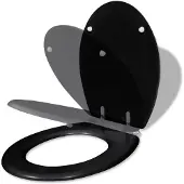 vidaXL Siège de toilette MDF Couvercle avec abaissement automatique Design noir