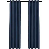 vidaXL Rideaux occultants Aspect lin avec œillets 2 pcs Bleu 140x245cm
