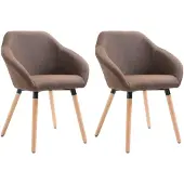 vidaXL Chaises de salle à manger 2 pcs Marron Tissu