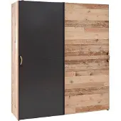 Emob Armoire Moleskin 170cm avec 2 portes coulissantes - anthracite/ancien style