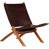 vidaXL Chaise Relax Pliable Marron Cuir Véritable