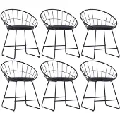 vidaXL Chaises de salle à manger avec sièges en similicuir 6 pcs. noir acier