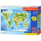 Castorland Carte du Monde Puzzle 40 Teile maxi B-040117-1