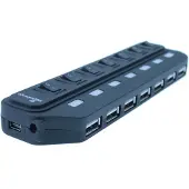 MediaRange MRCS504 Hub USB 2.0 1:7 avec interrupteurs marche/arrêt séparés