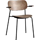 Audo Copenhagen Co Dining Chair Black steel Veneer With Arms | Black | Dark Stained Oak