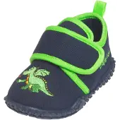 Playshoes Pantoufle 'Drache' marine / citron vert / vert fluo / orange foncé