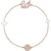 Swarovski Bracelet Dazzling Swan, Fermoir Magnétique, Cygne, Rose, Placage De Ton Or Rosé