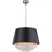 TRIO Suspension insolite avec abat-jour rond en tissu noir/or, suspension en acrylique