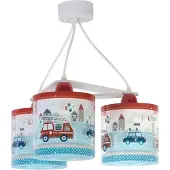 DALBER Lampe suspendue chambre d'enfant Police 3 lumières rouge avec bleu