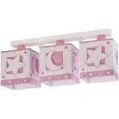 DALBER Plafonnier chambre d'enfant Moonlight 3-rose tendre le plus clair