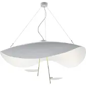 Catellani & Smith Lederam Manta S2 Suspension White|White shade | Gold rod | White varnished disc | White base