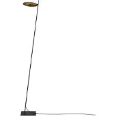Catellani & Smith Lederam F0 Lampadaire Gold leaf disc | Black rod | Black base|cable|dimmer