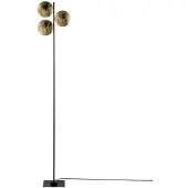 Catellani & Smith Lederam F3 Lampadaire Gold leaf disc | Black rod | Black base