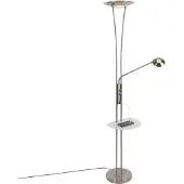 QAZQA Lampadaire en acier avec bras de lecture avec LED et port USB - Sevilla