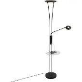 QAZQA Lampadaire noir avec bras de lecture avec LED et port USB - Sevilla