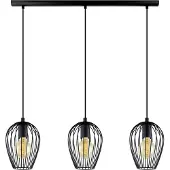 Eglo Lampe à suspendre Newtown, lampe à suspendre vintage à 3 flammes, lampe à suspendre rétro en acier, couleur : noir, douille : E27