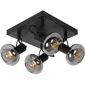 Lucide Lampe de plafond Madee Noir à 4 lumières