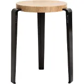 TIPTOE Lou Tabouret en bois Graphite Black | Solid Oak