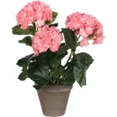 Mica Decorations Hortensia plante artificielle rose en pot H40