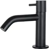 Differnz Robinet d'eau noir - Robinet de cuisine pour eau froide avec bec courbé - Robinetterie de lavabo pour salle de bains compacte - Noir, raccord G1/2