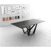 DELIFE Table-à-manger Edge 200x100cm Laminam céramique marron pieds milieu acier plat noir