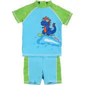 Playshoes Maillot de bain 'DINO' bleu ciel / bleu clair / vert / rouge