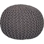 Label51 Pouf tricoté Coton L Gris foncé