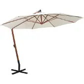 vidaXL Parapluie 350 cm Mât en bois blanc
