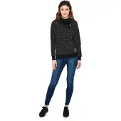 Pussy deluxe Sweat-shirt à capuche Rockabilly de - Pull À Pois Avec Col ÉCharpe - XS - XXL - pour Femme - noir - Taille L