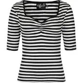 Hell Bunny T-shirt manches longues Rockabilly de - Haut Warlock - XS - 4XL - pour Femme - noir/blanc - Taille XXL
