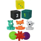 Infantino Set Sensoriel Comprend : 3 balles, 3 cubes et 3 arroseurs multi-texturés