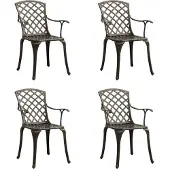 vidaXL Chaises de jardin 4 pcs. Fonte d'aluminium Bronzes