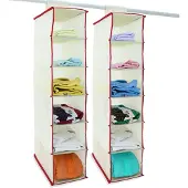 Deuba 2x Etagères de rangement beige/rouge armoire suspendue