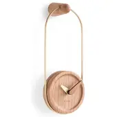 Nomon Micro Eslabon Horloge Murale Micro Eslabon G | Ring in polished brass, oak finished box, oak finished and polished brass hands